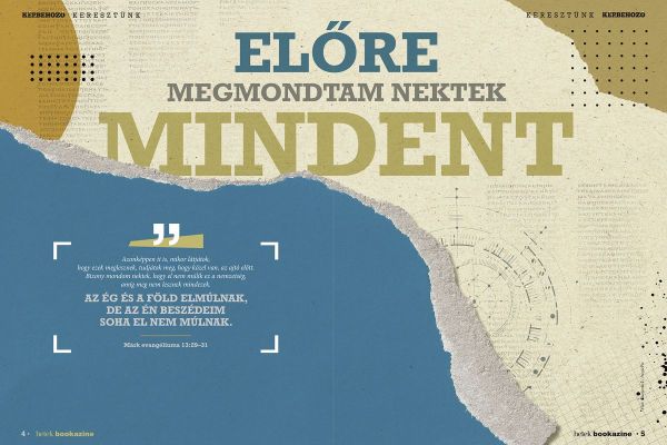 Hetek - Képbehozó Magazin - fejezetindító oldalpár layout design 1.