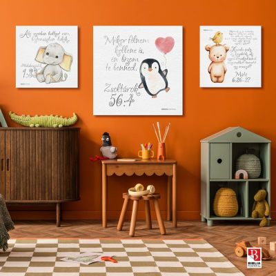 Zsoltárok 56:4 „Mikor félnem kellene is, én bízom te benned.” Gyerekszoba igés képpekkel