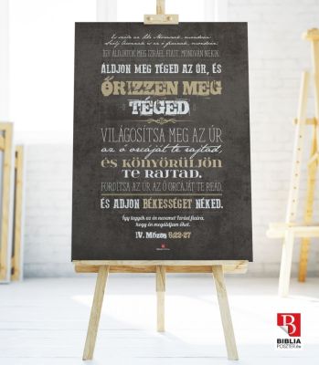 IV. Mózes 6:22-27, Ároni áldás, Biblia idézet, igés nagy kép vászonra nyomtatva barna natúr színek