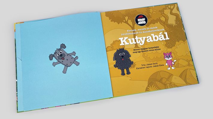Kalap Jakab - Kutyabál gyerekkönyv design nyitva