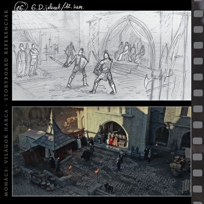 MOHÁCS, Világok Harca - Storyboard és képkocka az elkészült filmből 12